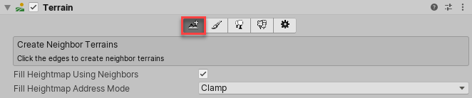 Terrain Inspector 中的 Create Neighbor Terrains 工具