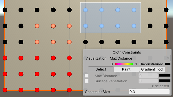 Select 模式下的 Cloth Constraints 工具。